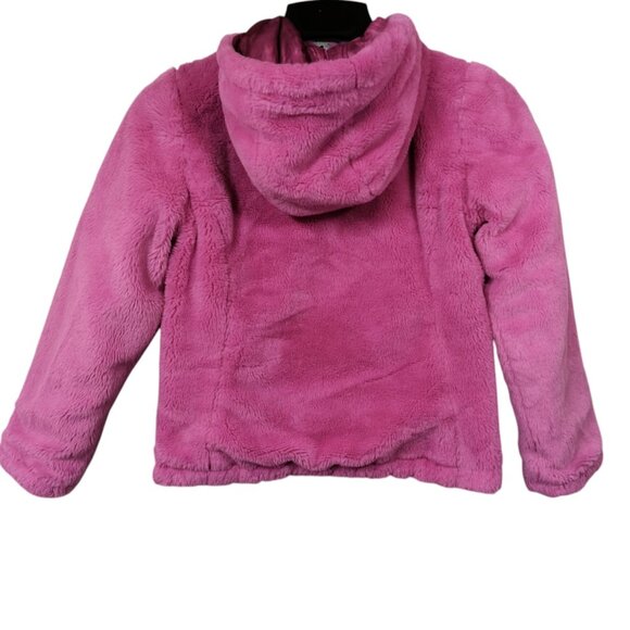 SO Reversible Puffy Tie Dye Faux Fur Hooded Coat Jacket  Pink Girls Large 10-12 - Picture 4 of 5
